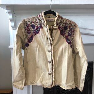 Cream embroidered floral jacket